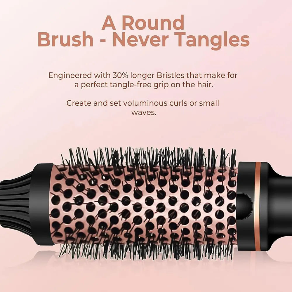 Heated Curling Brush | Electric Hair Curler With Thermal Round Brush & Anti Frizz Hair Tool - ZOOMNSTORE