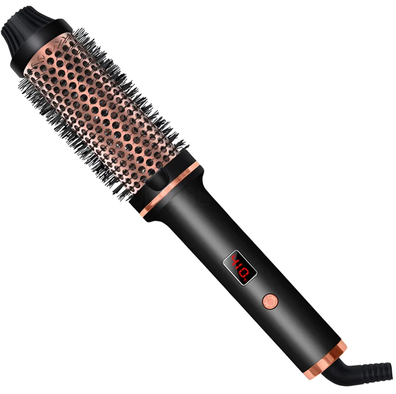 Heated Curling Brush | Electric Hair Curler With Thermal Round Brush & Anti Frizz Hair Tool - ZOOMNSTORE