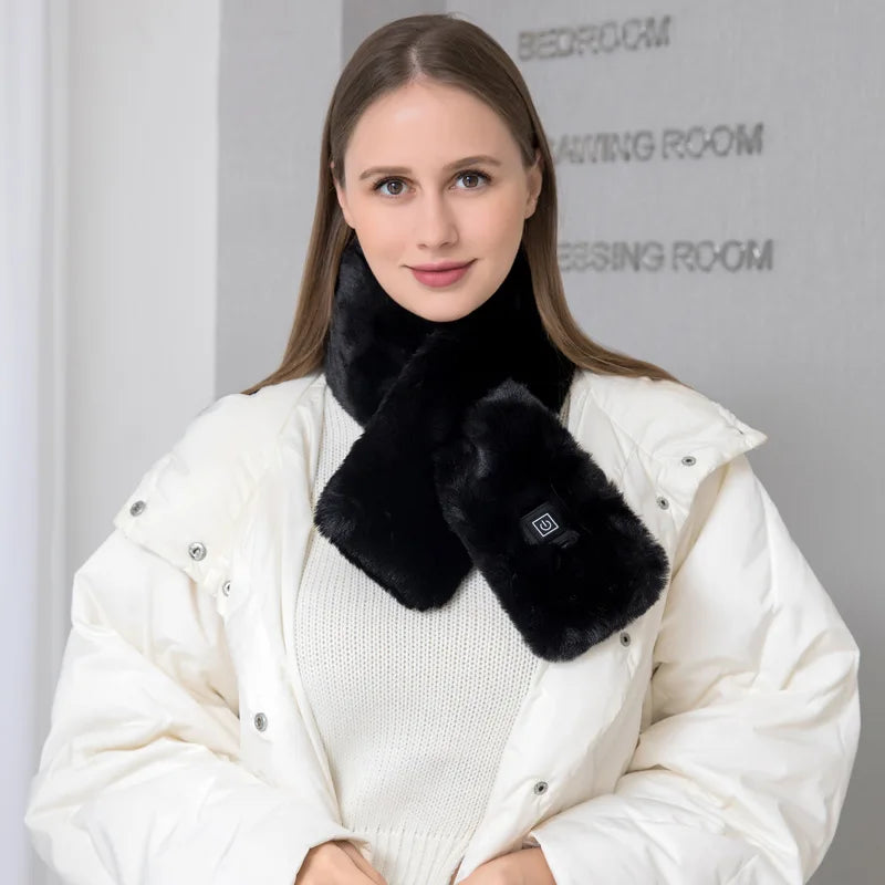 Heated Scarf - USB Soft Plush Electric Neck Warmer with Adjustable Heat for Winter - ZOOMNSTORE