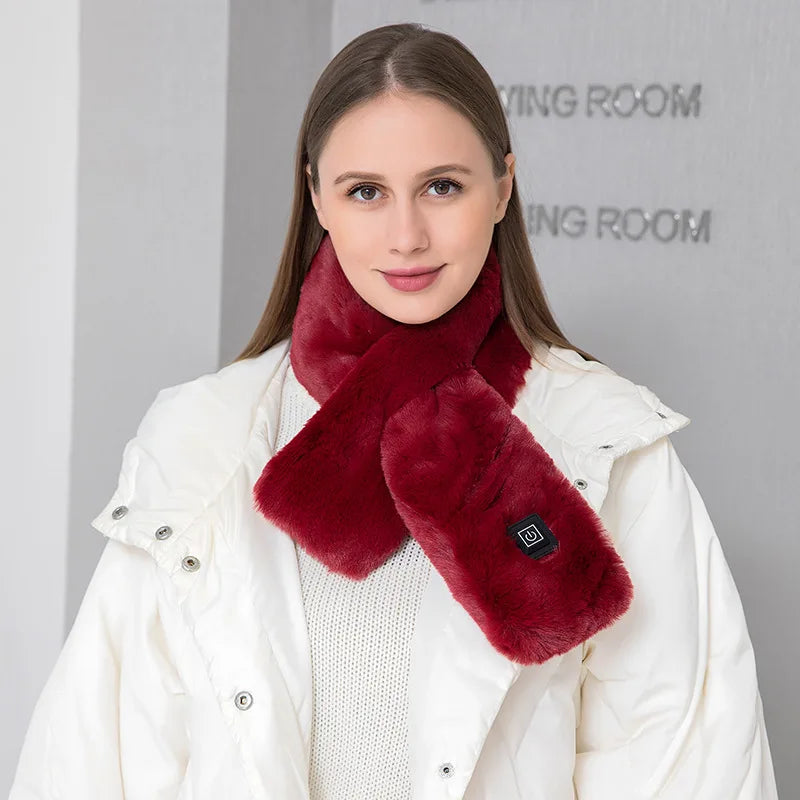 Heated Scarf - USB Soft Plush Electric Neck Warmer with Adjustable Heat for Winter - ZOOMNSTORE
