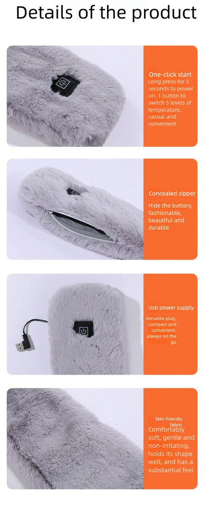 Heated Scarf - USB Soft Plush Electric Neck Warmer with Adjustable Heat for Winter - ZOOMNSTORE