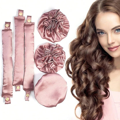 Heatless Curling Rod - Satin Hair Curler Set with Soft Foam Rollers & Caps - ZOOMNSTORE