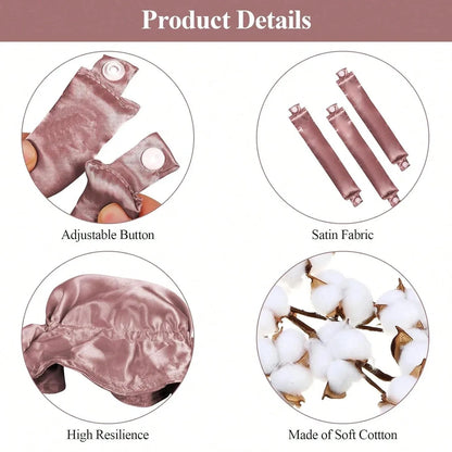 Heatless Curling Rod - Satin Hair Curler Set with Soft Foam Rollers & Caps - ZOOMNSTORE