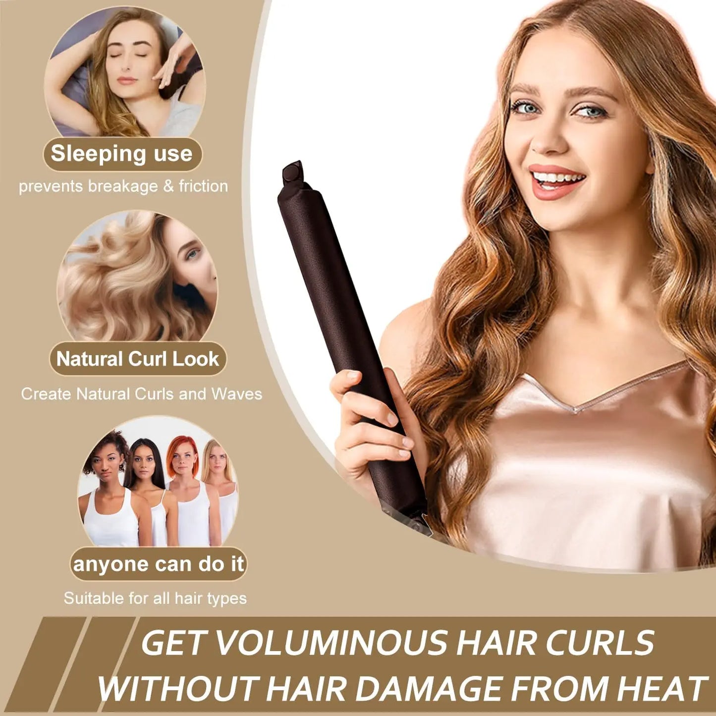 Heatless Hair Curler - Soft Foam Curlers Headband | Overnight Curling Set for Natural Curls - ZOOMNSTORE