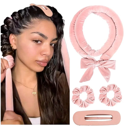 Heatless Hair Curler - Soft Velvet Curling Headband With Foam Rollers For Natural Curls - ZOOMNSTORE