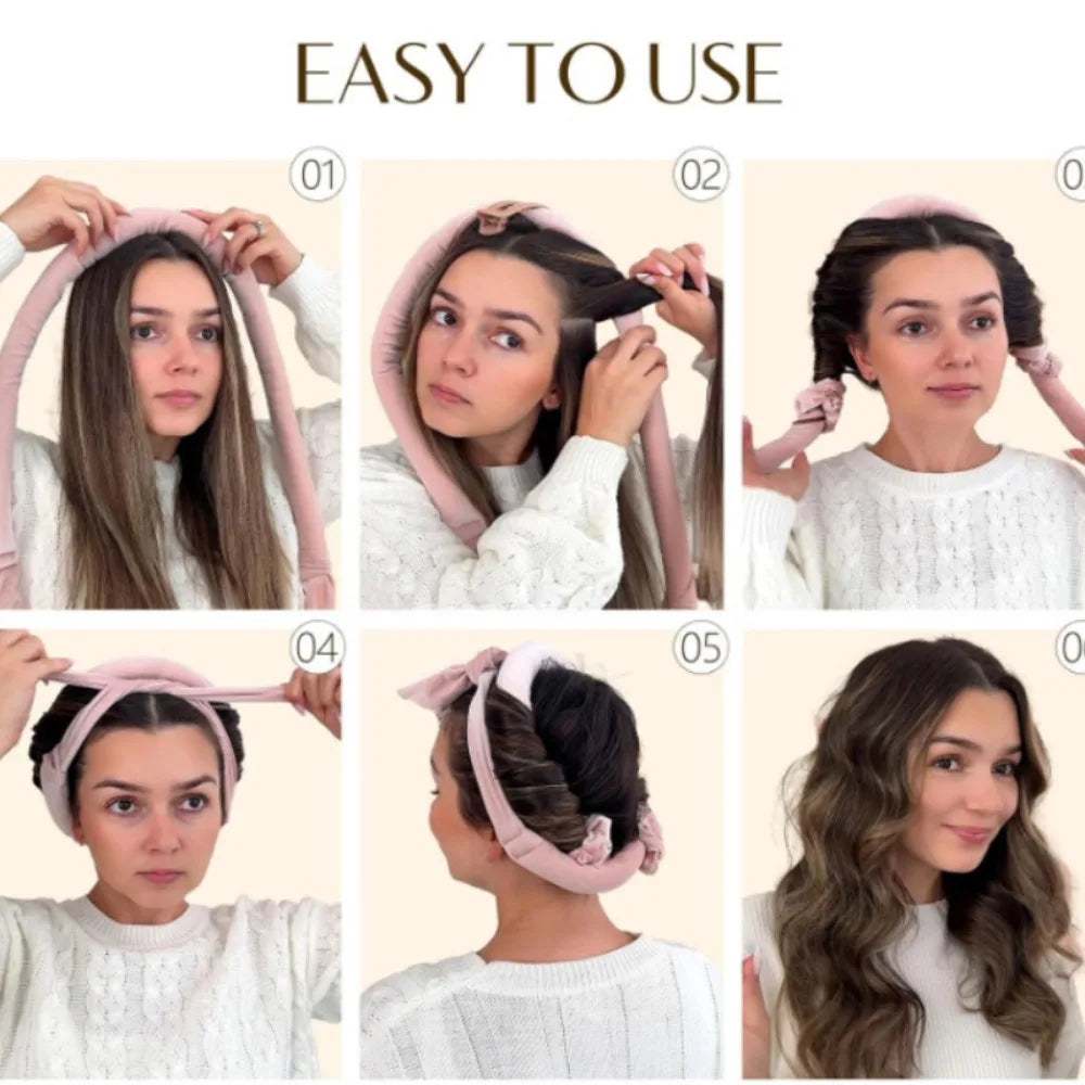 Heatless Hair Curler - Soft Velvet Curling Headband With Foam Rollers For Natural Curls - ZOOMNSTORE