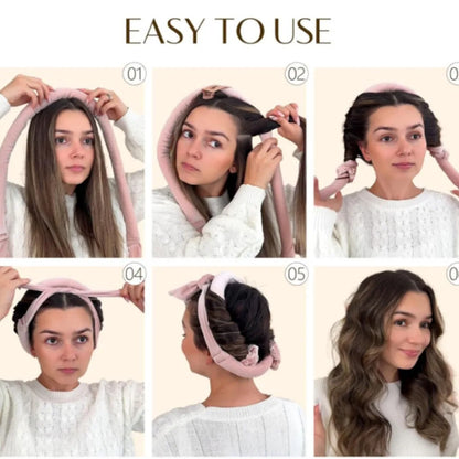 Heatless Hair Curler - Soft Velvet Curling Headband With Foam Rollers For Natural Curls - ZOOMNSTORE