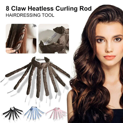 Heatless Hair Curler - Velcro Octopus Sleep Curling Band With Soft Foam Rollers - ZOOMNSTORE
