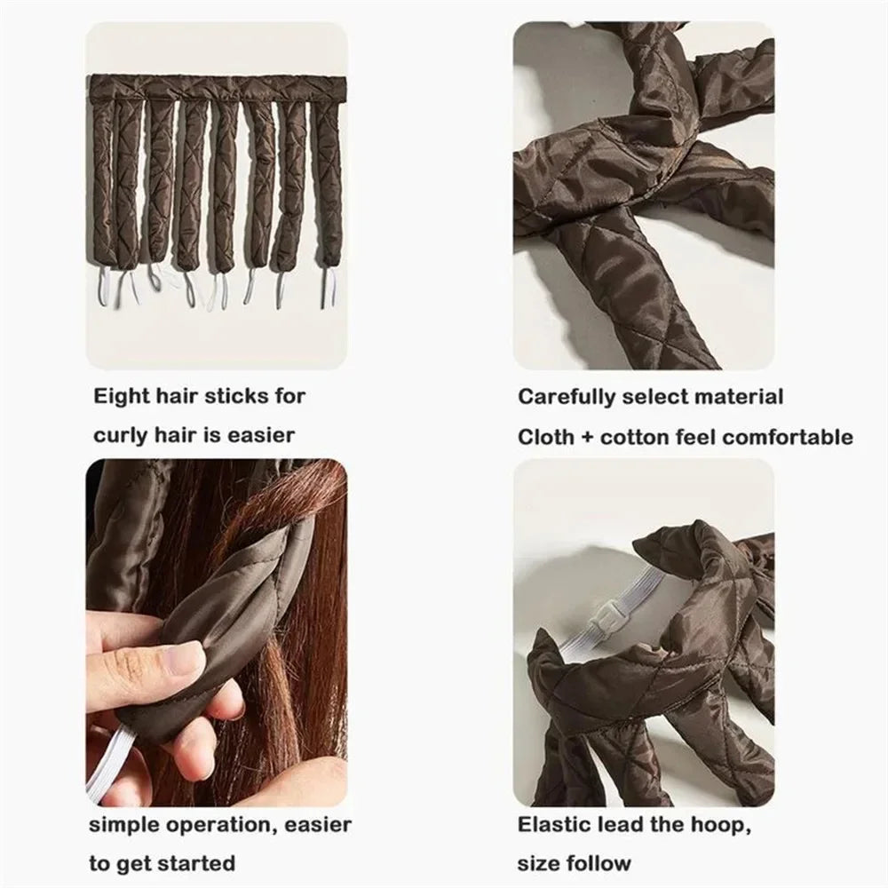 Heatless Hair Curler - Velcro Octopus Sleep Curling Band With Soft Foam Rollers - ZOOMNSTORE