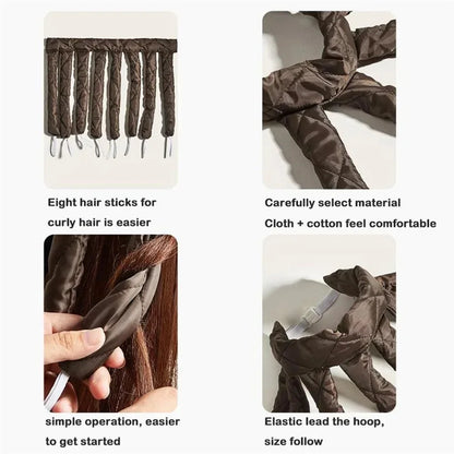 Heatless Hair Curler - Velcro Octopus Sleep Curling Band With Soft Foam Rollers - ZOOMNSTORE