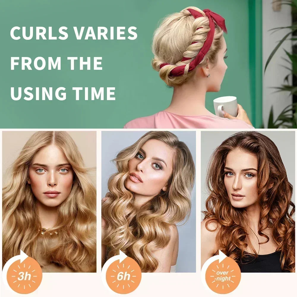 Heatless Hair Curlers - Soft Headband Curlers With Silk Curling Ribbon For Damage Free Curls - ZOOMNSTORE
