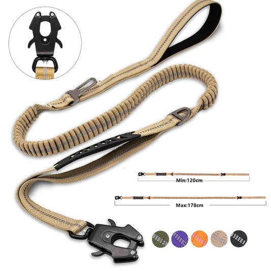 Heavy Duty Reflective Bungee Dog Leash with Car Seatbelt for Large Dogs - ZOOMNSTORE