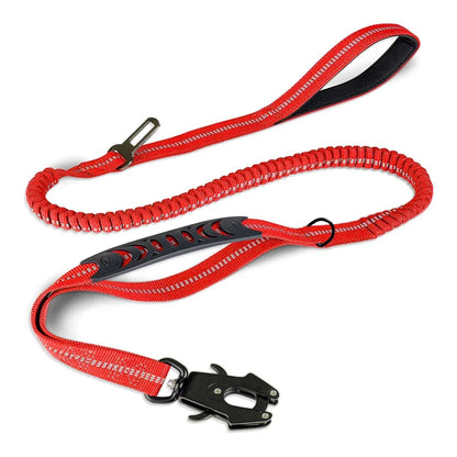 Heavy Duty Reflective Bungee Dog Leash with Car Seatbelt for Large Dogs - ZOOMNSTORE