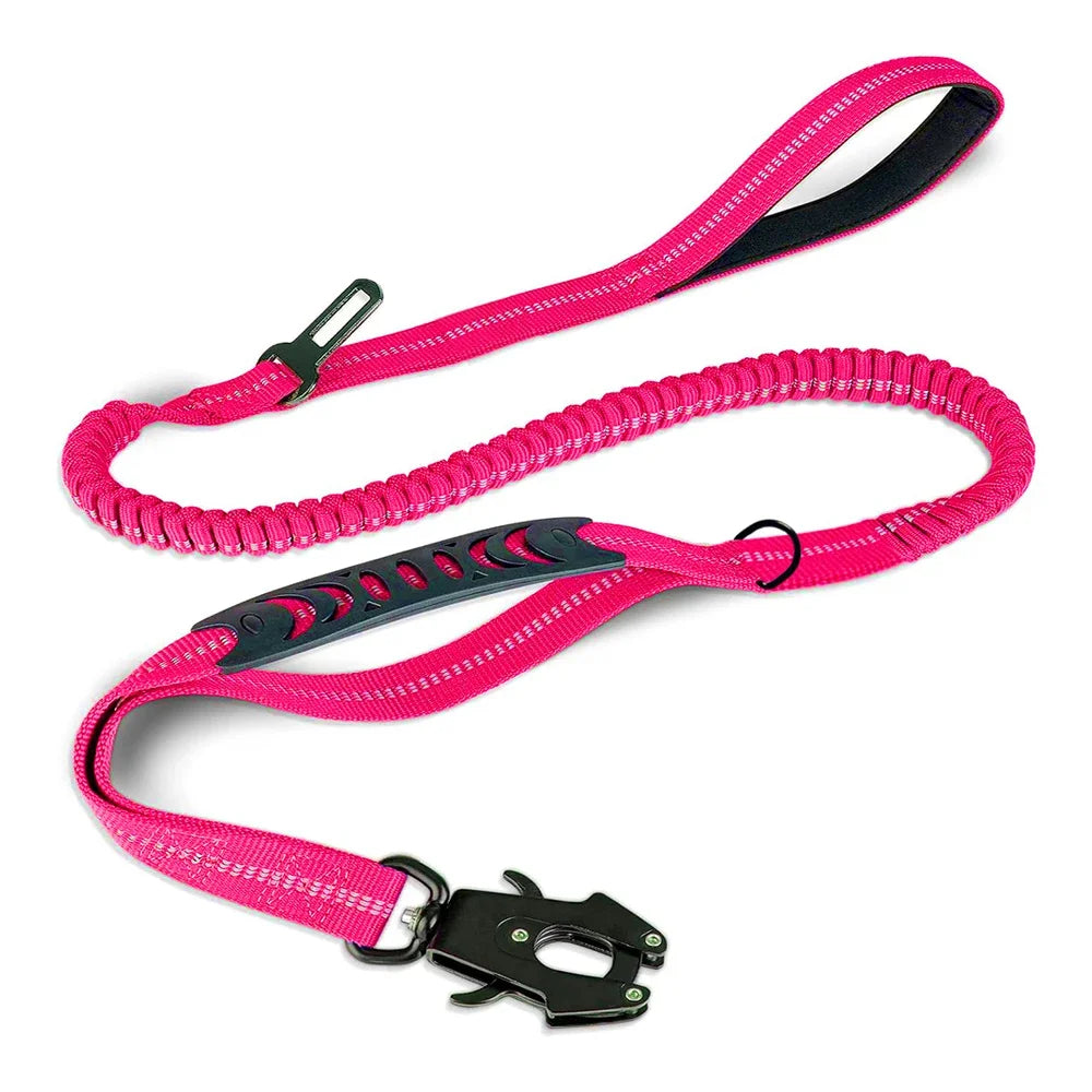 Heavy Duty Reflective Bungee Dog Leash with Car Seatbelt for Large Dogs - ZOOMNSTORE