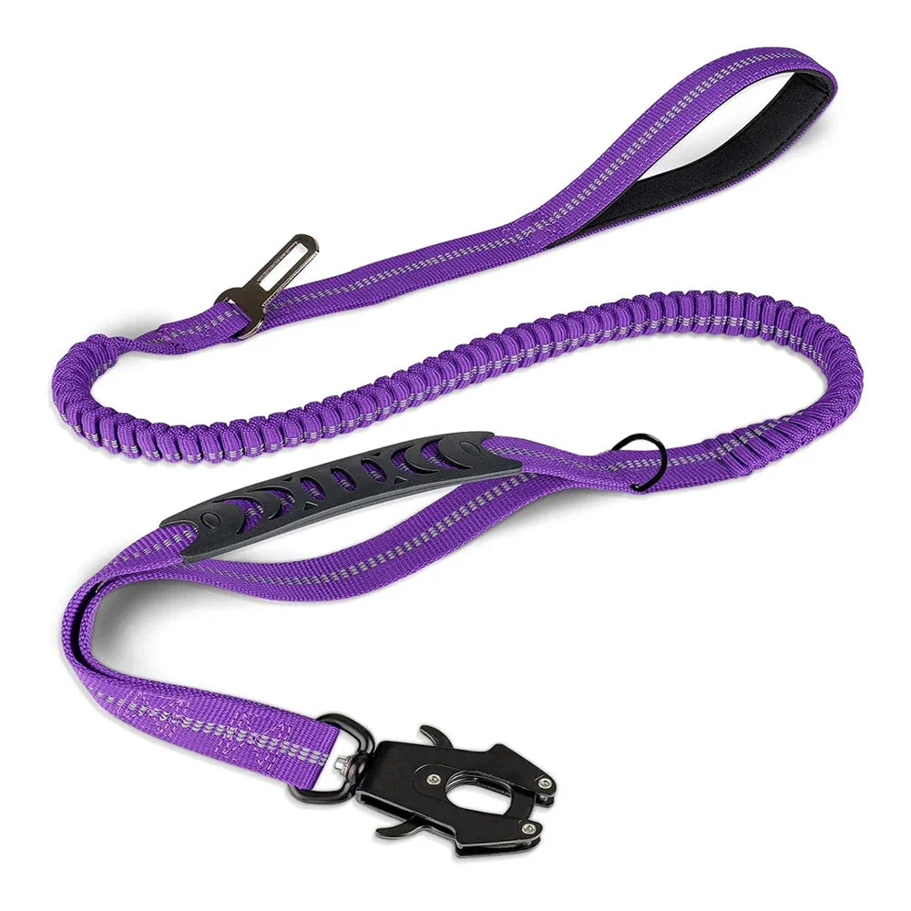 Heavy Duty Reflective Bungee Dog Leash with Car Seatbelt for Large Dogs - ZOOMNSTORE