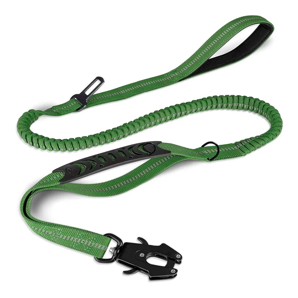 Heavy Duty Reflective Bungee Dog Leash with Car Seatbelt for Large Dogs - ZOOMNSTORE