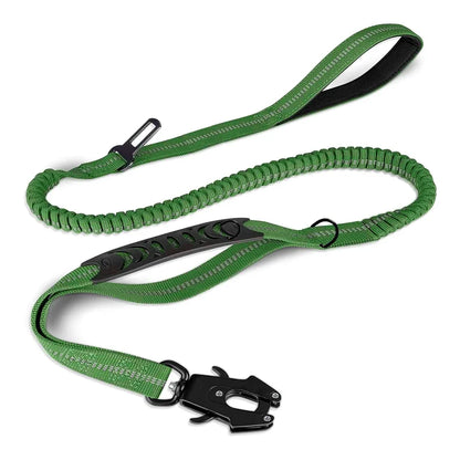 Heavy Duty Reflective Bungee Dog Leash with Car Seatbelt for Large Dogs - ZOOMNSTORE