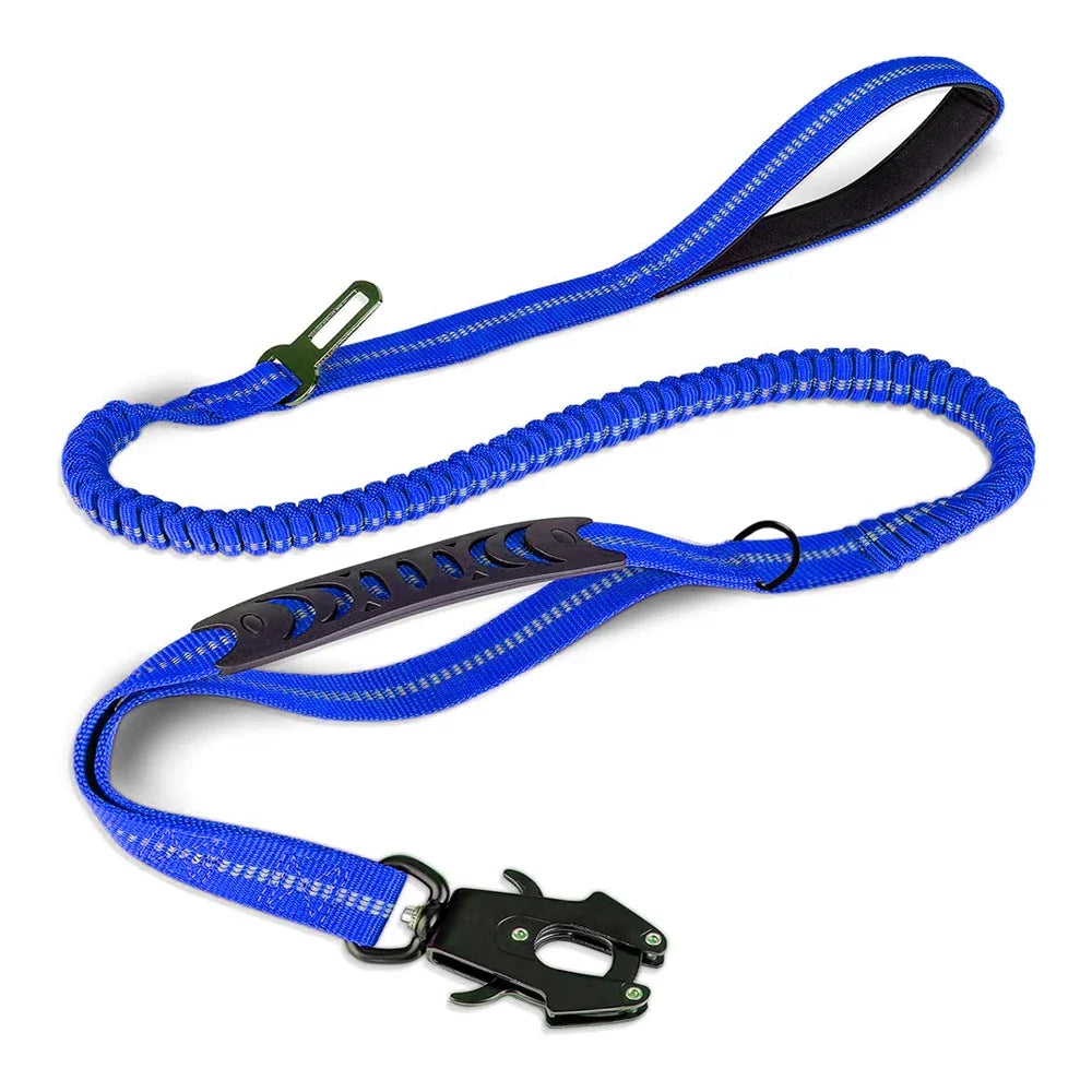 Heavy Duty Reflective Bungee Dog Leash with Car Seatbelt for Large Dogs - ZOOMNSTORE