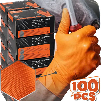 Heavy Duty Nitrile Gloves - Industrial Disposable Gloves with Diamond Textured Grip for Mechanic Safety - ZOOMNSTORE