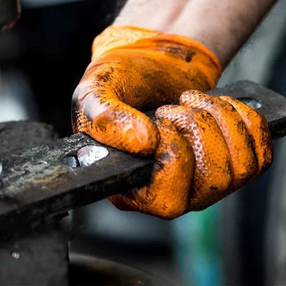 Heavy Duty Nitrile Gloves - Industrial Disposable Gloves with Diamond Textured Grip for Mechanic Safety - ZOOMNSTORE