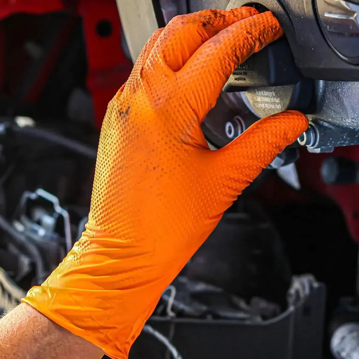 Heavy Duty Nitrile Gloves - Industrial Disposable Gloves with Diamond Textured Grip for Mechanic Safety - ZOOMNSTORE