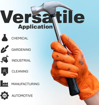 Heavy Duty Nitrile Gloves - Industrial Disposable Gloves with Diamond Textured Grip for Mechanic Safety - ZOOMNSTORE