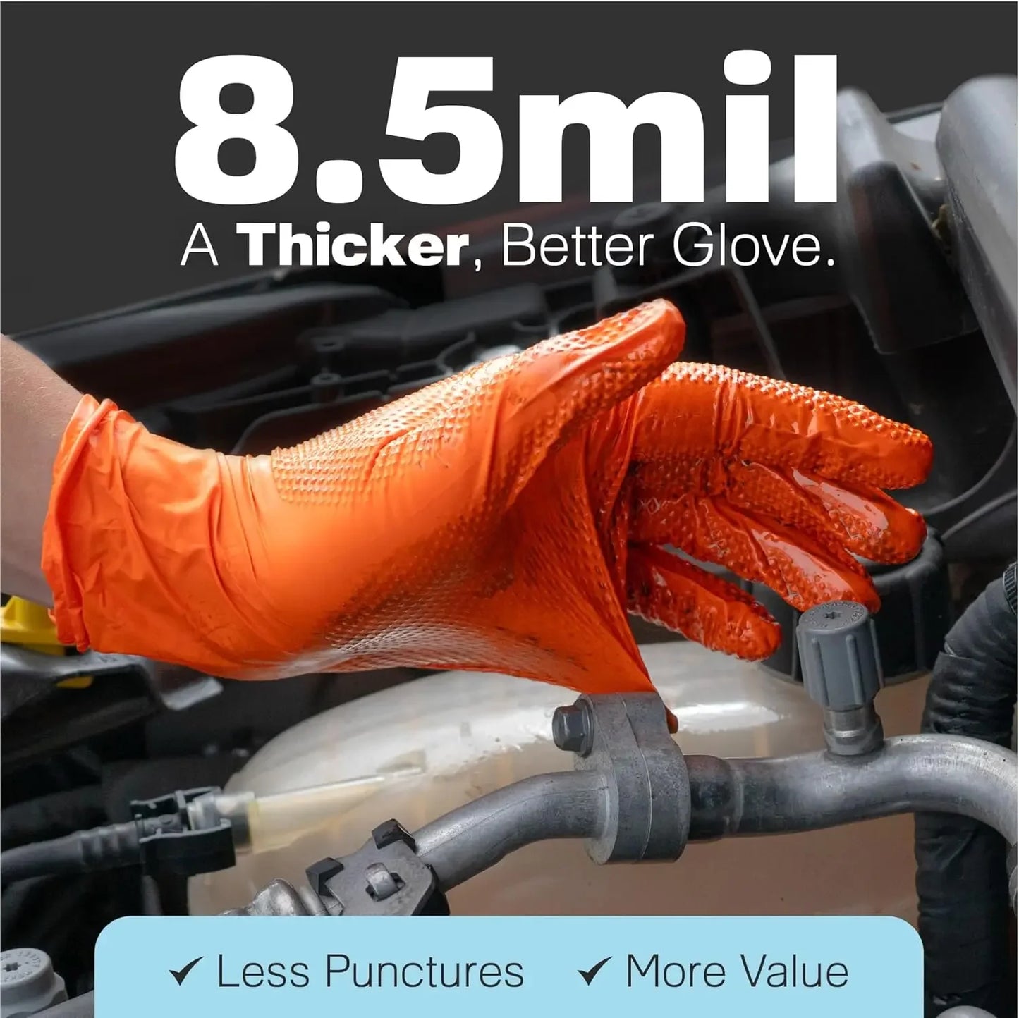 Heavy Duty Nitrile Gloves - Industrial Disposable Gloves with Diamond Textured Grip for Mechanic Safety - ZOOMNSTORE