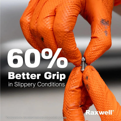 Heavy Duty Nitrile Gloves - Industrial Disposable Gloves with Diamond Textured Grip for Mechanic Safety - ZOOMNSTORE