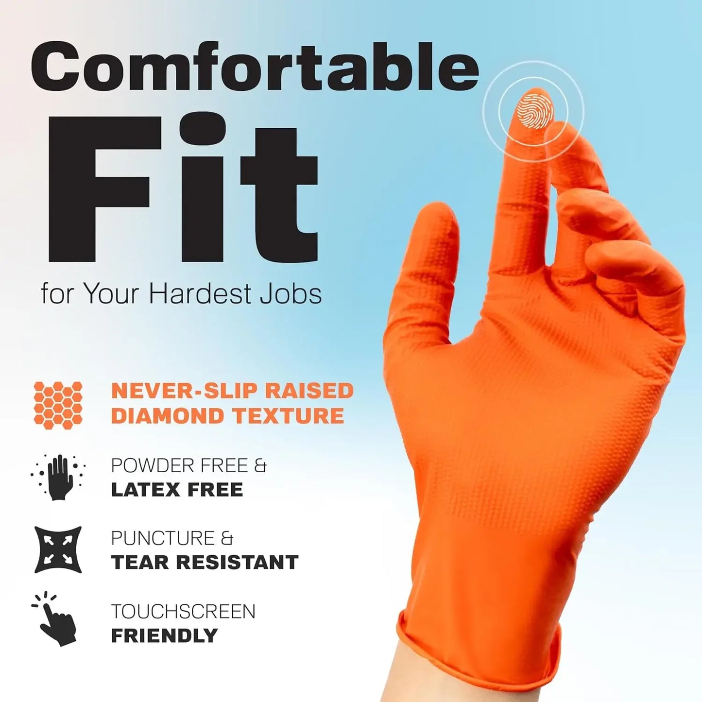 Heavy Duty Nitrile Gloves - Industrial Disposable Gloves with Diamond Textured Grip for Mechanic Safety - ZOOMNSTORE