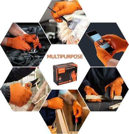Heavy Duty Nitrile Gloves - Industrial Disposable Gloves with Diamond Textured Grip for Mechanic Safety - ZOOMNSTORE