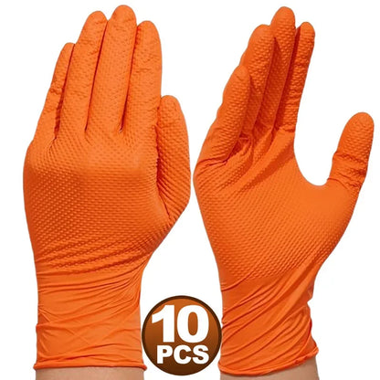 Heavy Duty Nitrile Gloves - Industrial Disposable Gloves with Diamond Textured Grip for Mechanic Safety - ZOOMNSTORE