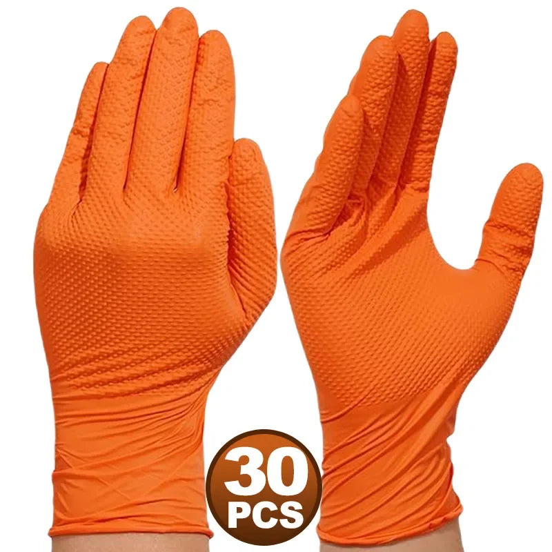 Heavy Duty Nitrile Gloves - Industrial Disposable Gloves with Diamond Textured Grip for Mechanic Safety - ZOOMNSTORE