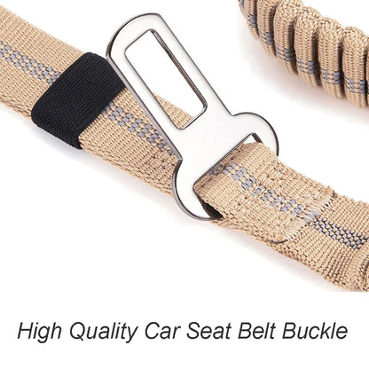 Heavy Duty Reflective Bungee Dog Leash with Car Seatbelt for Large Dogs - ZOOMNSTORE