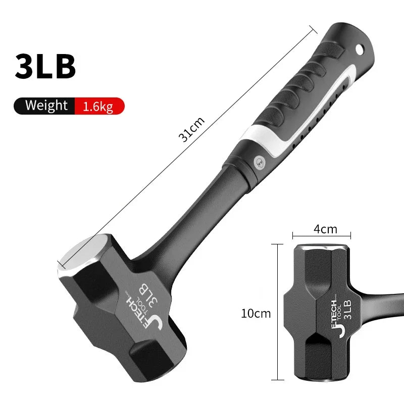 Heavy Duty Sledge Hammer - 2LB-3LB One-Piece Forged Steel for Brick Drilling and Construction - ZOOMNSTORE