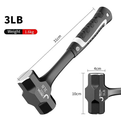 Heavy Duty Sledge Hammer - 2LB-3LB One-Piece Forged Steel for Brick Drilling and Construction - ZOOMNSTORE