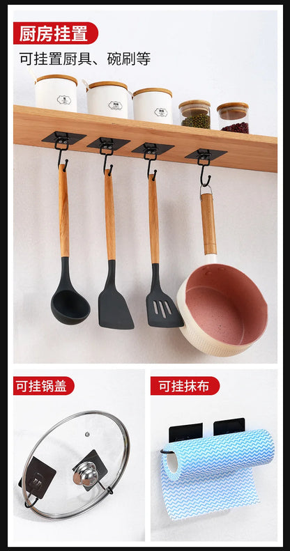 Heavy Duty Waterproof Wall Hooks - 22 lbs Adhesive Nail-Free Transparent for Kitchen  Bathroom - ZOOMNSTORE