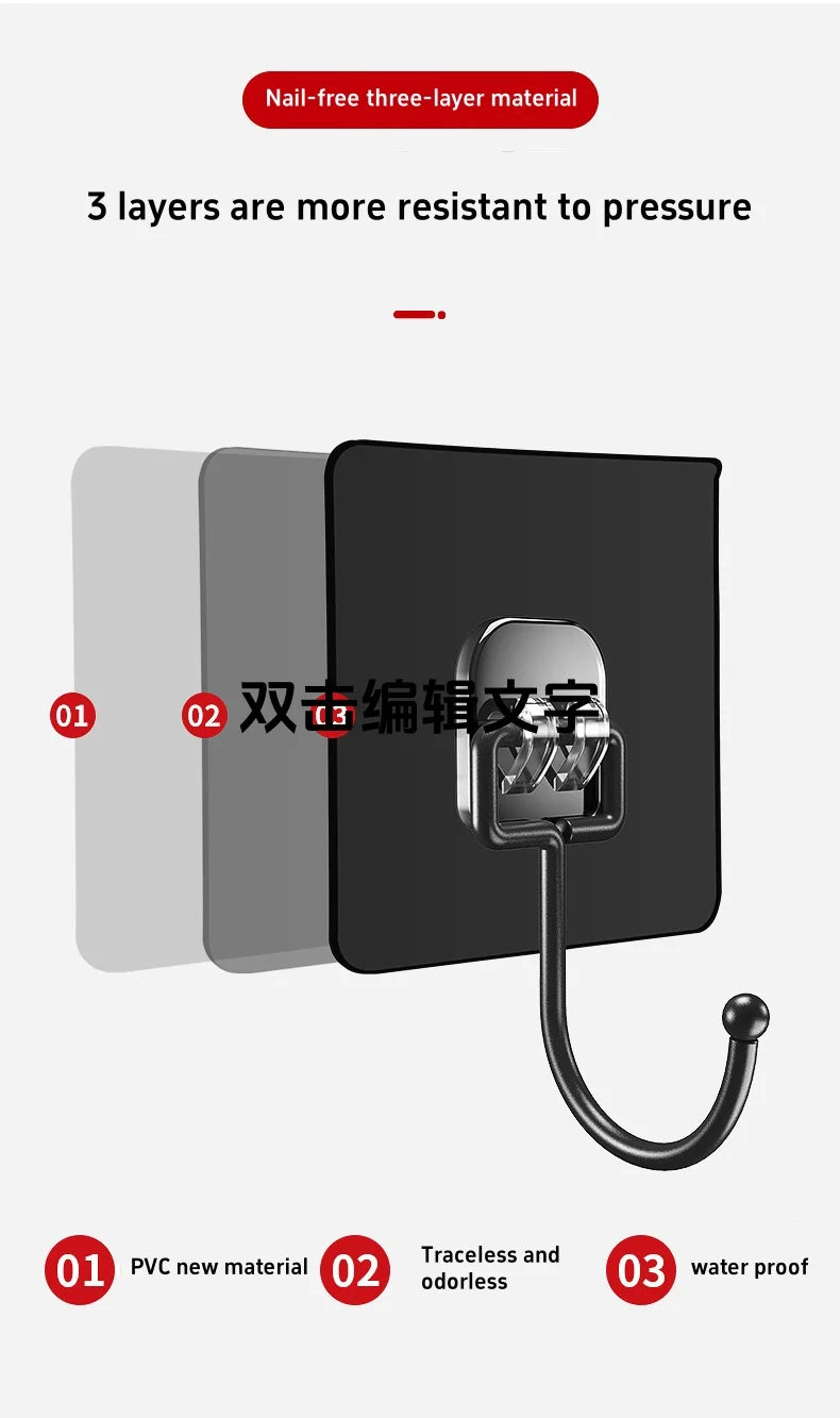Heavy Duty Waterproof Wall Hooks - 22 lbs Adhesive Nail-Free Transparent for Kitchen  Bathroom - ZOOMNSTORE