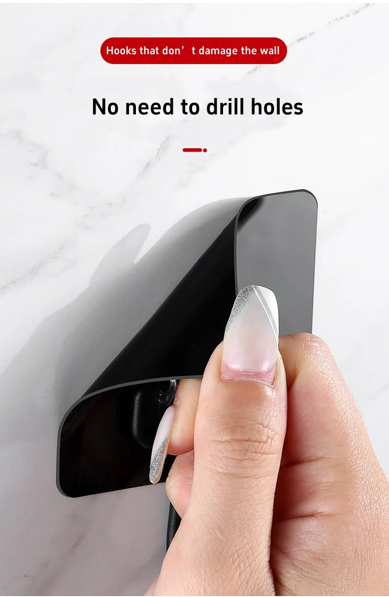 Heavy Duty Waterproof Wall Hooks - 22 lbs Adhesive Nail-Free Transparent for Kitchen  Bathroom - ZOOMNSTORE