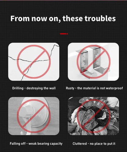 Heavy Duty Waterproof Wall Hooks - 22 lbs Adhesive Nail-Free Transparent for Kitchen  Bathroom - ZOOMNSTORE