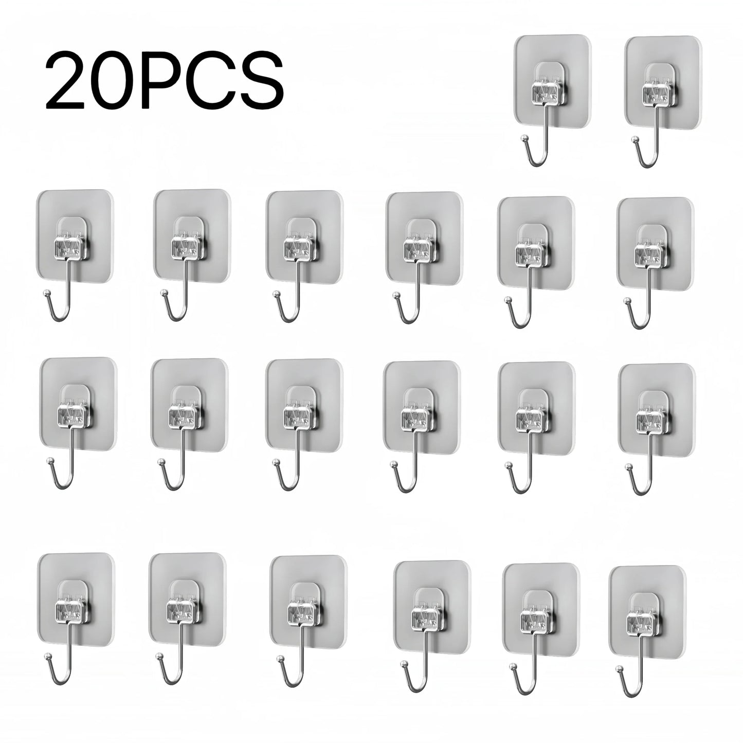 Heavy Duty Waterproof Wall Hooks - 22 lbs Adhesive Nail-Free Transparent for Kitchen  Bathroom - ZOOMNSTORE