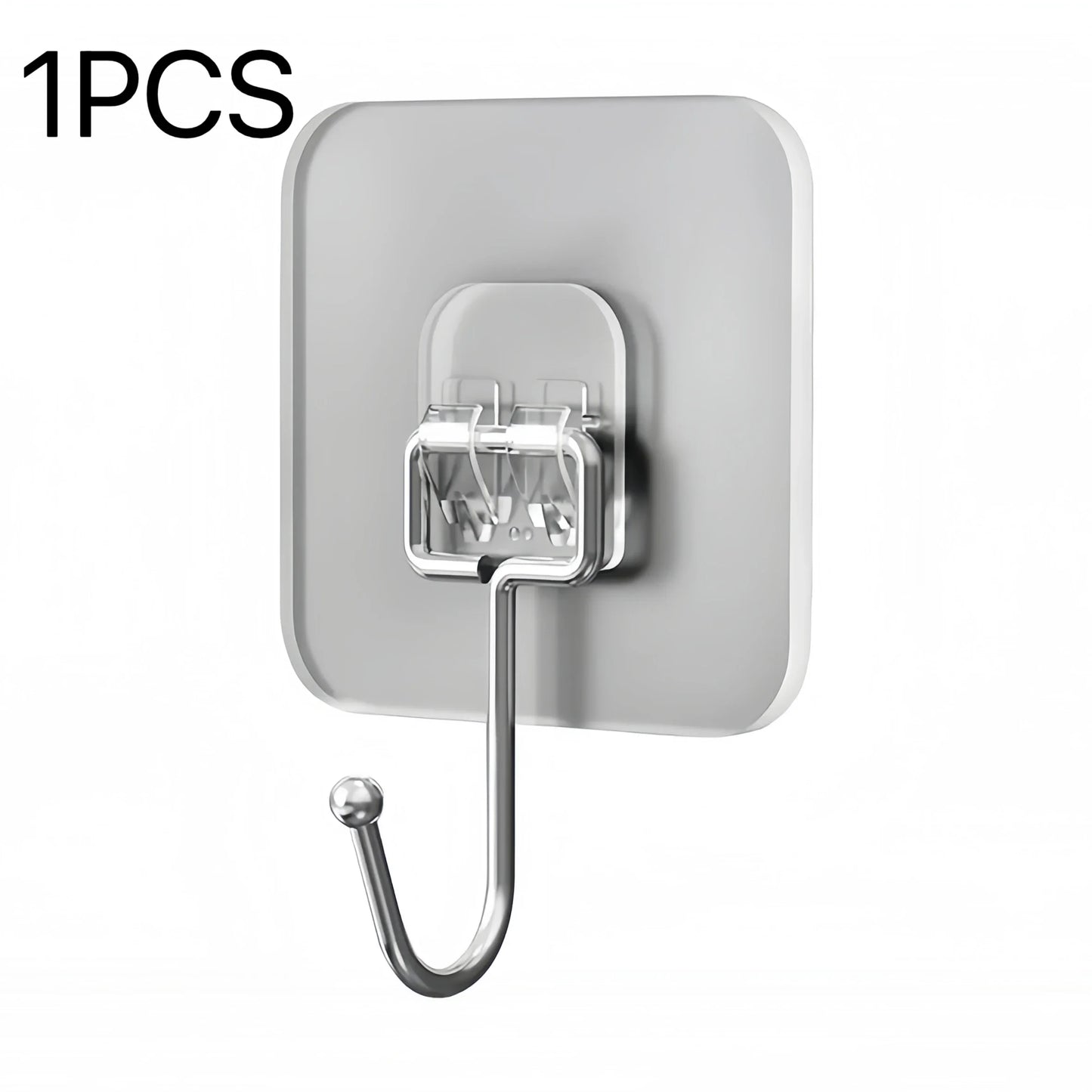 Heavy Duty Waterproof Wall Hooks - 22 lbs Adhesive Nail-Free Transparent for Kitchen  Bathroom - ZOOMNSTORE