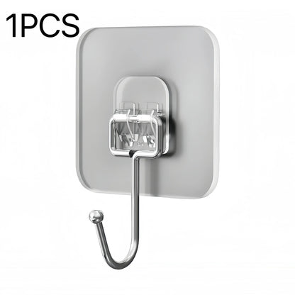 Heavy Duty Waterproof Wall Hooks - 22 lbs Adhesive Nail-Free Transparent for Kitchen  Bathroom - ZOOMNSTORE