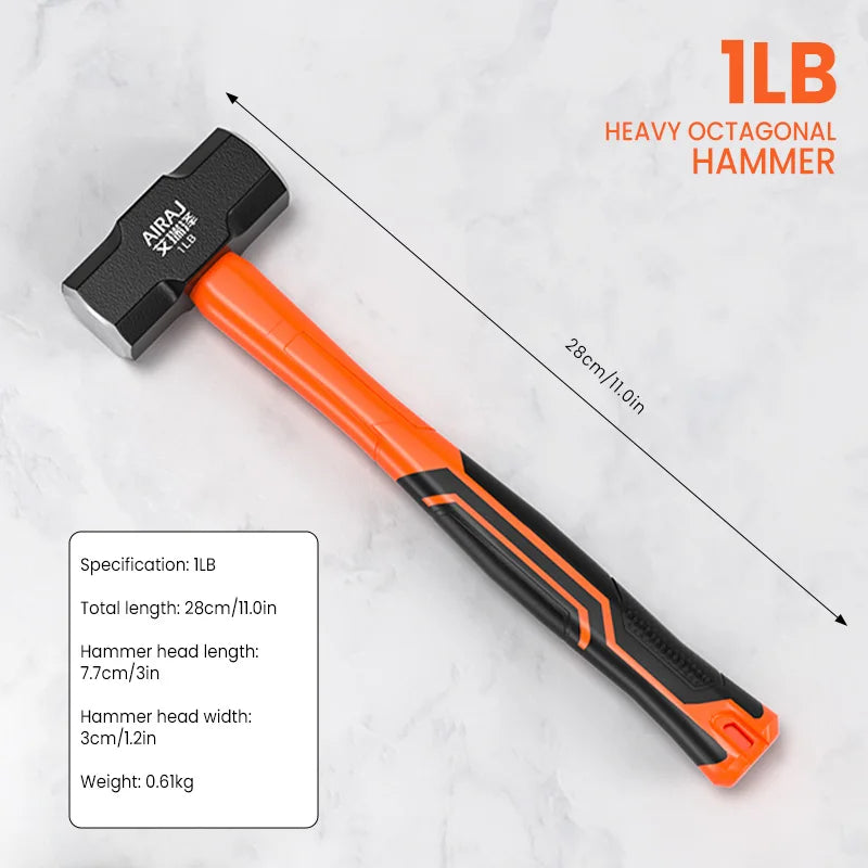 Heavy Wall Hammer - AIRAJ Octagon Hammer with Soft Handle for Wall Removal - ZOOMNSTORE