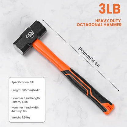 Heavy Wall Hammer - AIRAJ Octagon Hammer with Soft Handle for Wall Removal - ZOOMNSTORE
