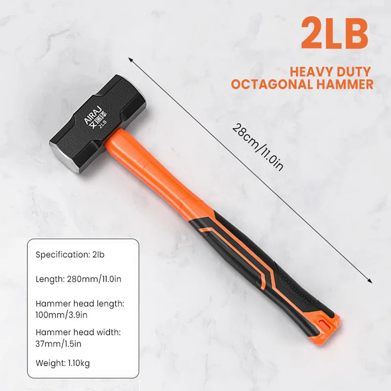 Heavy Wall Hammer - AIRAJ Octagon Hammer with Soft Handle for Wall Removal - ZOOMNSTORE