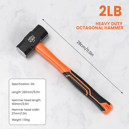 Heavy Wall Hammer - AIRAJ Octagon Hammer with Soft Handle for Wall Removal - ZOOMNSTORE