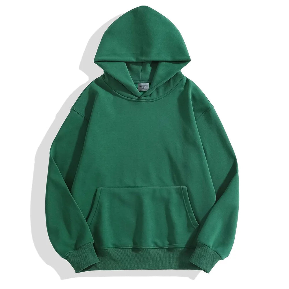 16.9oz 480gsm Heavy Weight Cotton Plus Velvet Hooded Sweater Men Thickened Tight Polar Fleece Pullover Hoodie Women Sweatshirt - ZOOMNSTORE