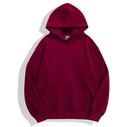 16.9oz 480gsm Heavy Weight Cotton Plus Velvet Hooded Sweater Men Thickened Tight Polar Fleece Pullover Hoodie Women Sweatshirt - ZOOMNSTORE