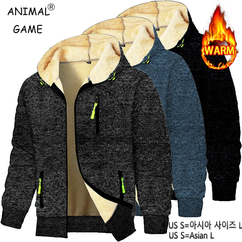 Heavyweight Fleece Hoodie – Men's Casual Zip-Up Sweatshirt With Sherpa Lining - ZOOMNSTORE