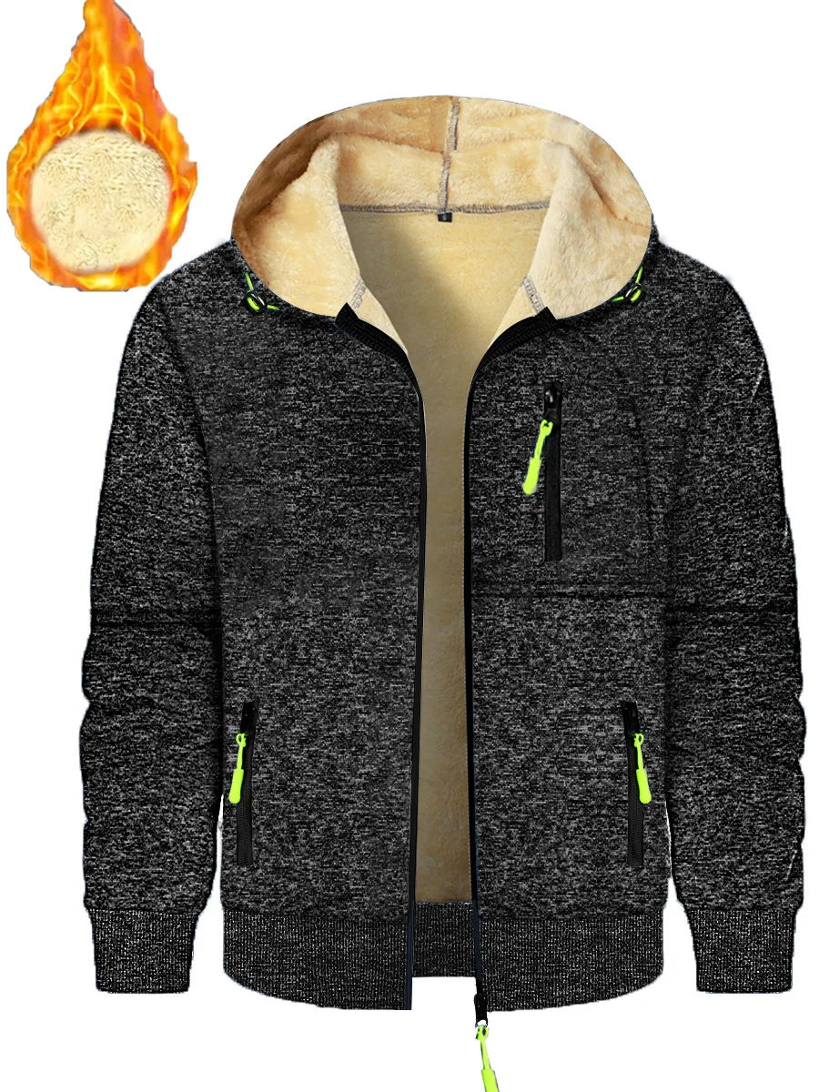 Heavyweight Fleece Hoodie – Men's Casual Zip-Up Sweatshirt With Sherpa Lining - ZOOMNSTORE